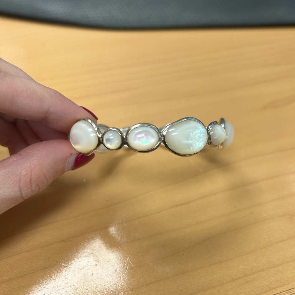 Ippolita Sterling Silver and Mother of Pearl All Stone Bangle